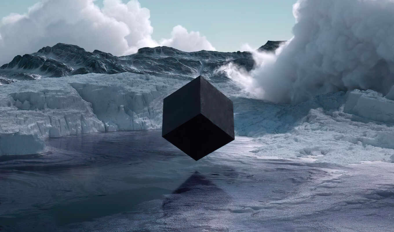 photo, art, black, cube, to listen, antarctica, shape, surreal, zubir