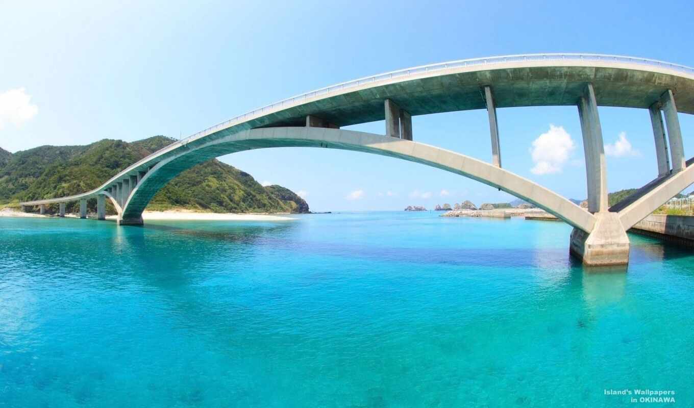 мост, line, япония, окинава