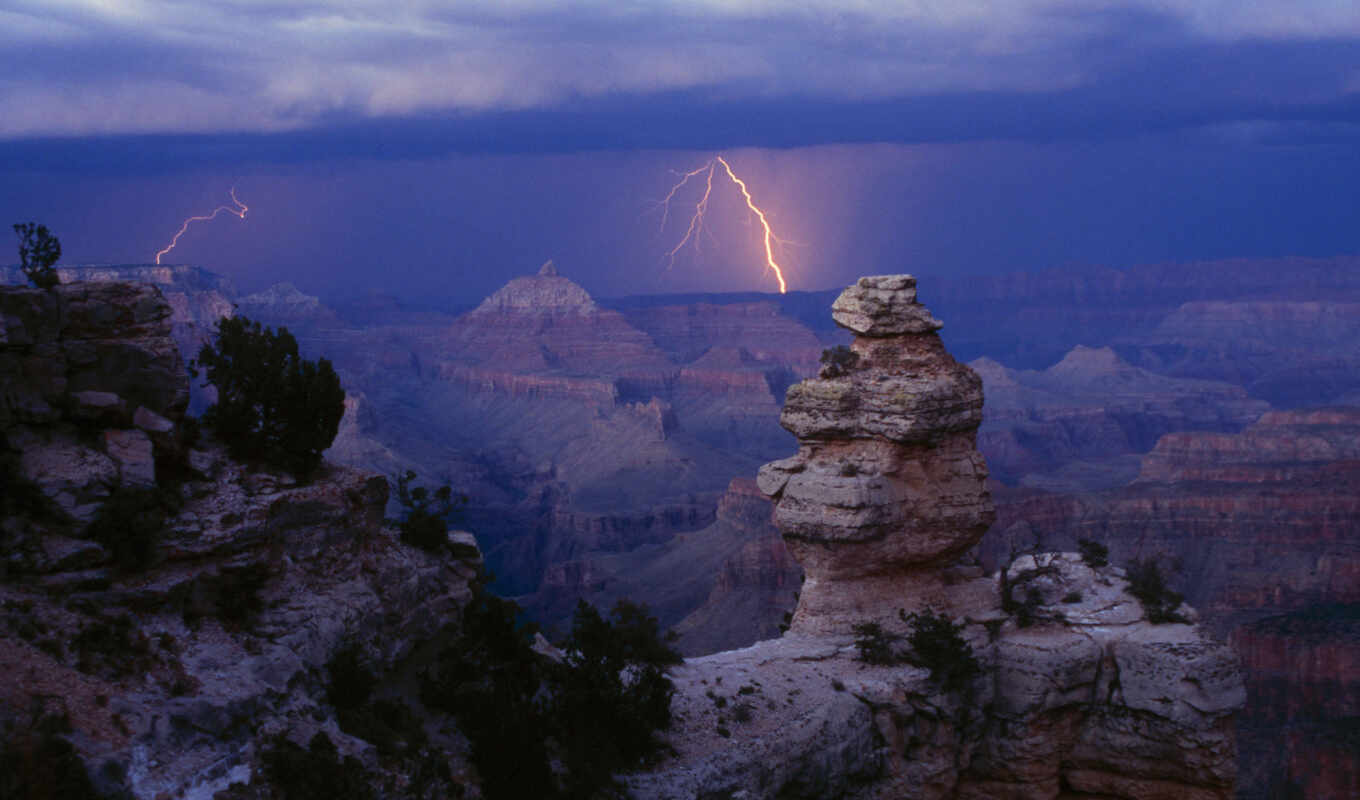 природа, grand, красивый, lightning, park, national, каньон