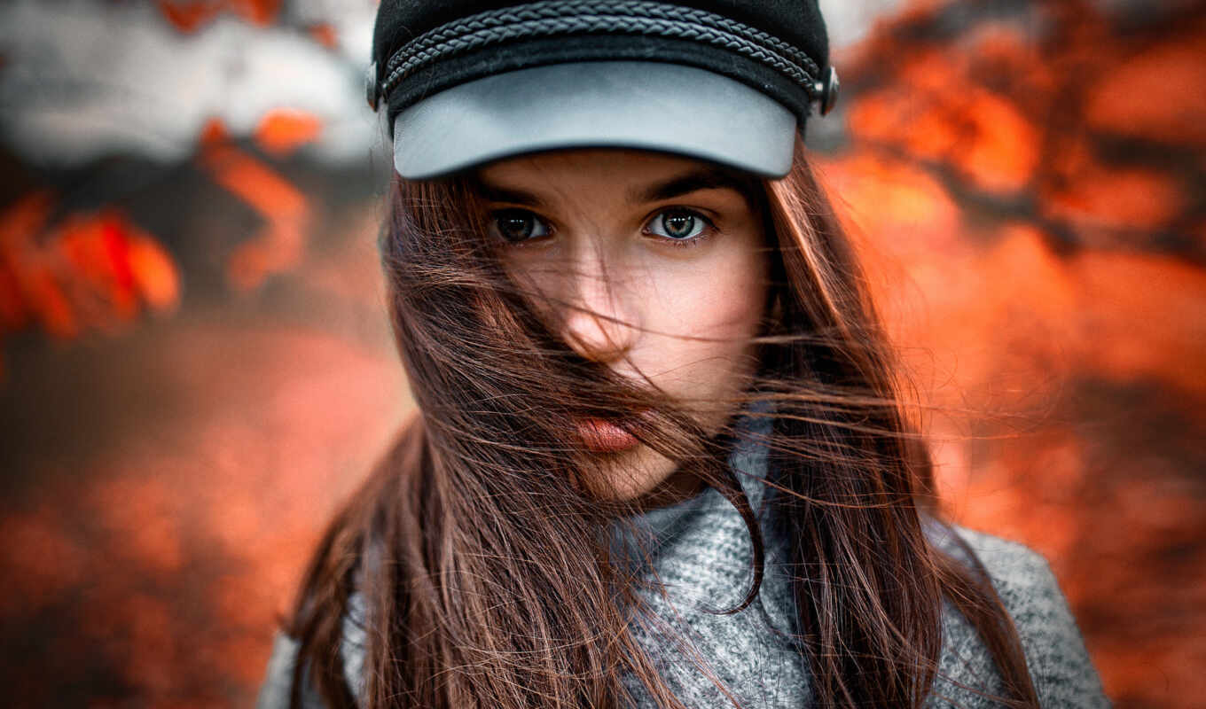 hat, woman, hair, model, long, wind