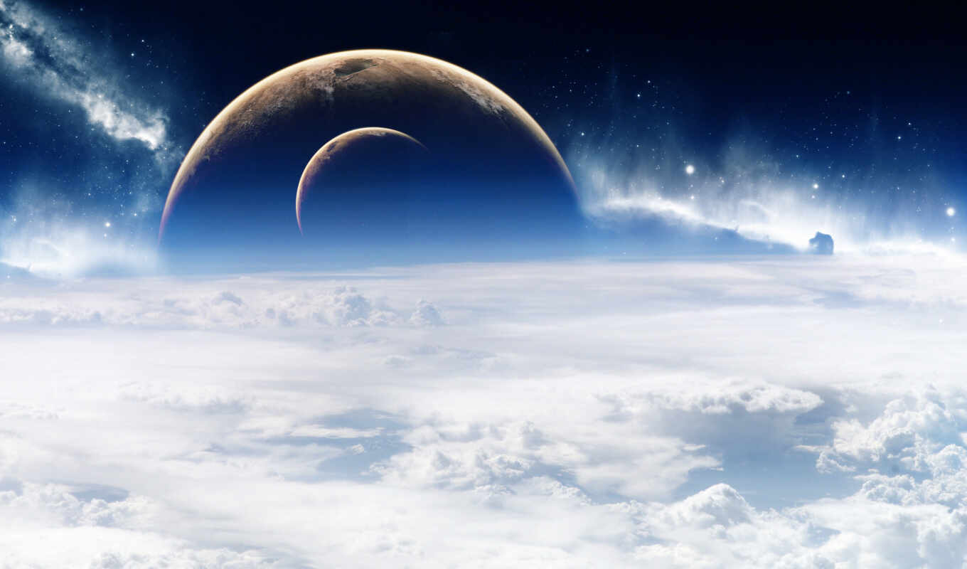 the clouds, wallpapers, art, moon, planets, space, chan, planet, atmosphere