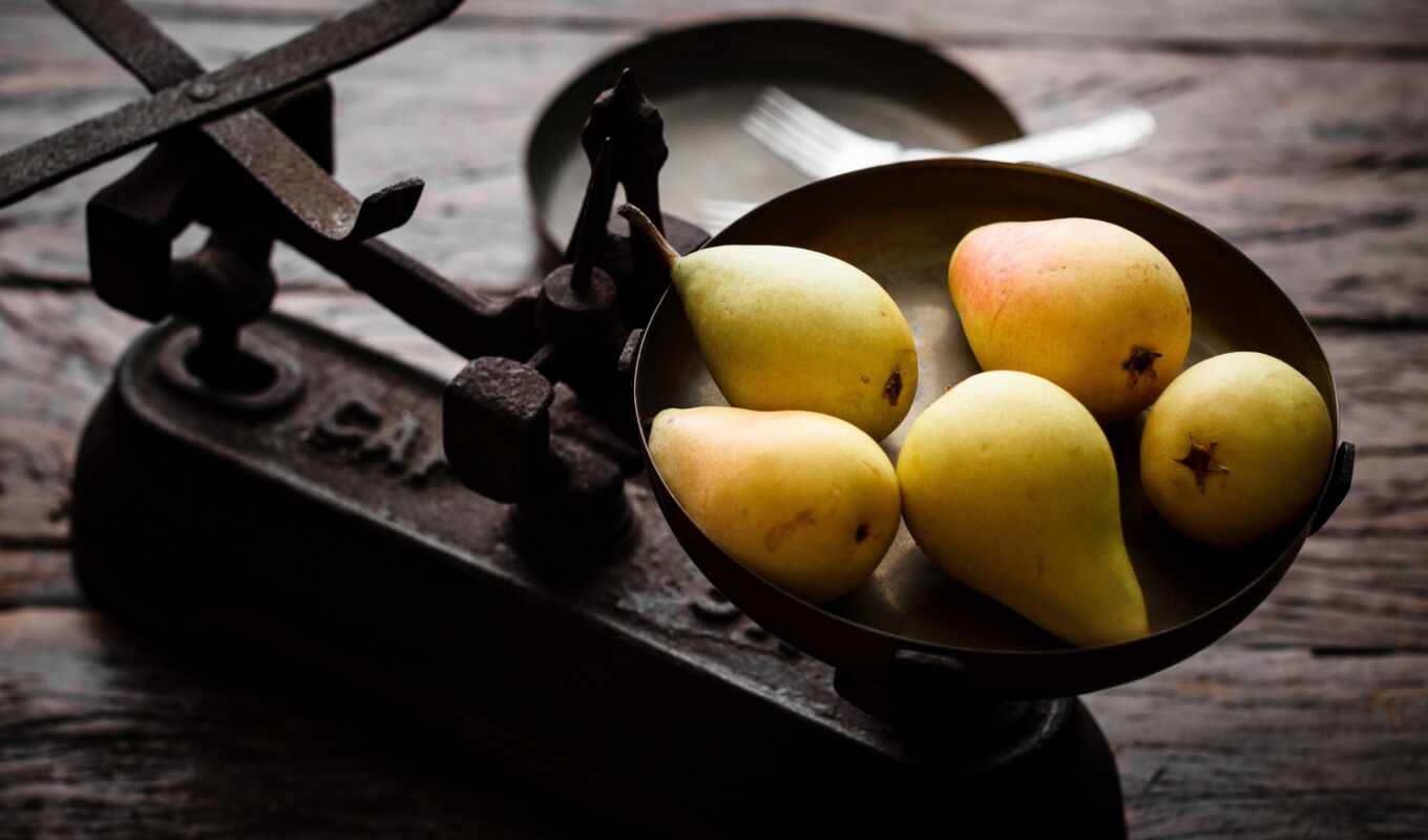 pears, weights