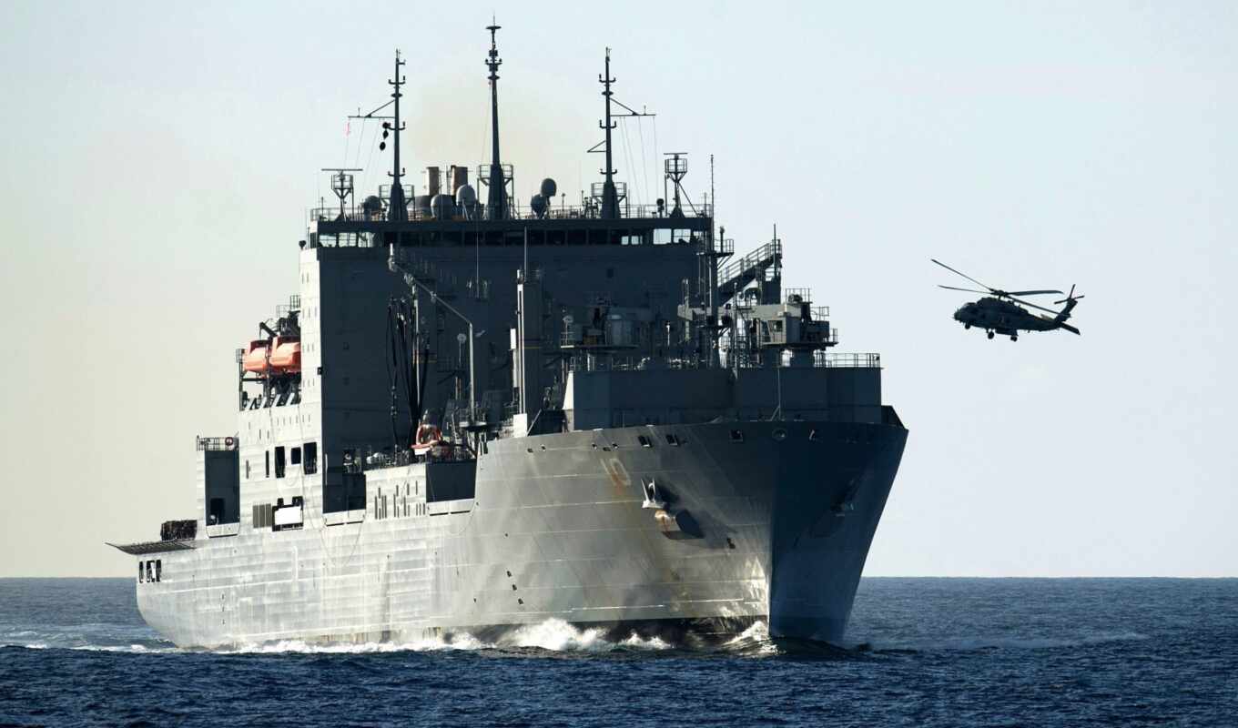 корабль, палуба, военный, вертолет, screensaver