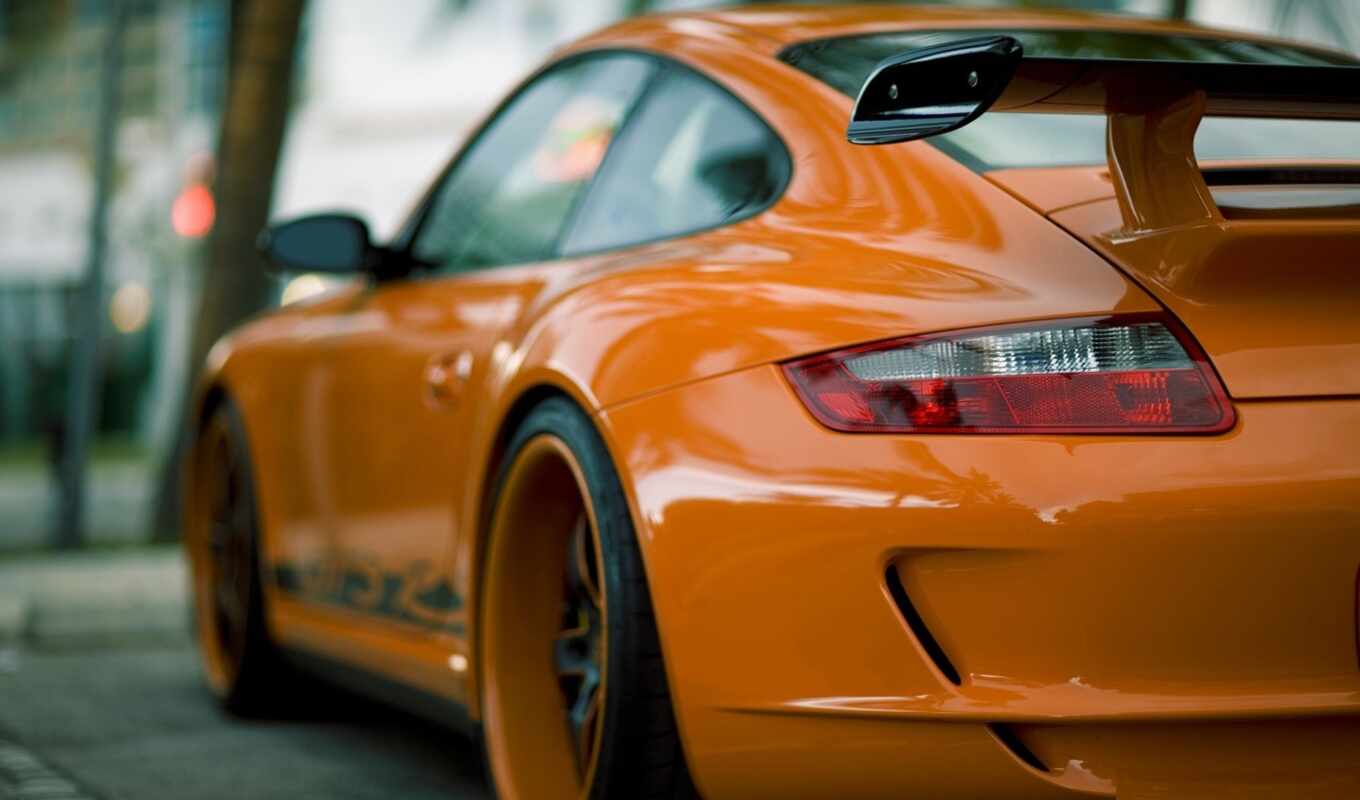auto, Porsche, orange, preview, high - quality