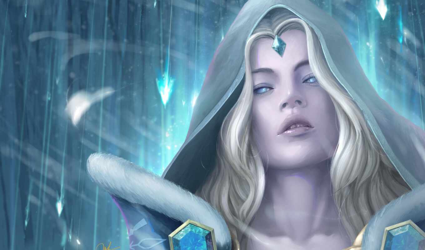 girl, game, art, snow, snow maiden, role, other, crystal, chain, and