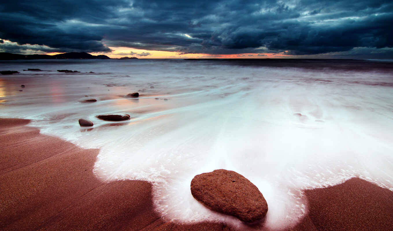 природа, desktop, камень, закат, пляж, море, песок, категории, фоны
