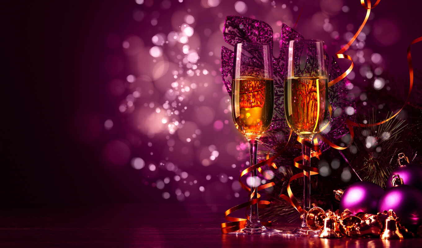 glass, new, deck, year, ball, happy, toy, champagne, new year, elochnyi
