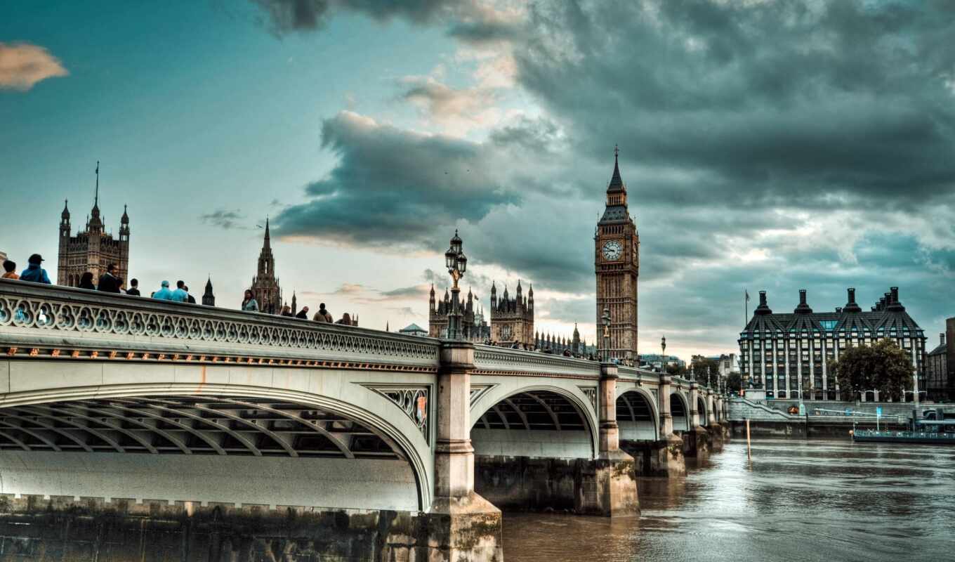 Great Britain, houses, England, uk, london, palace, clouds, Whom, westminster, parliament