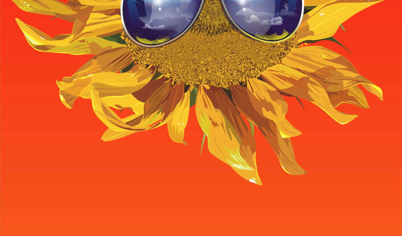 цветы, glass, подсолнух, растение, yellow, солнцезащитные очки