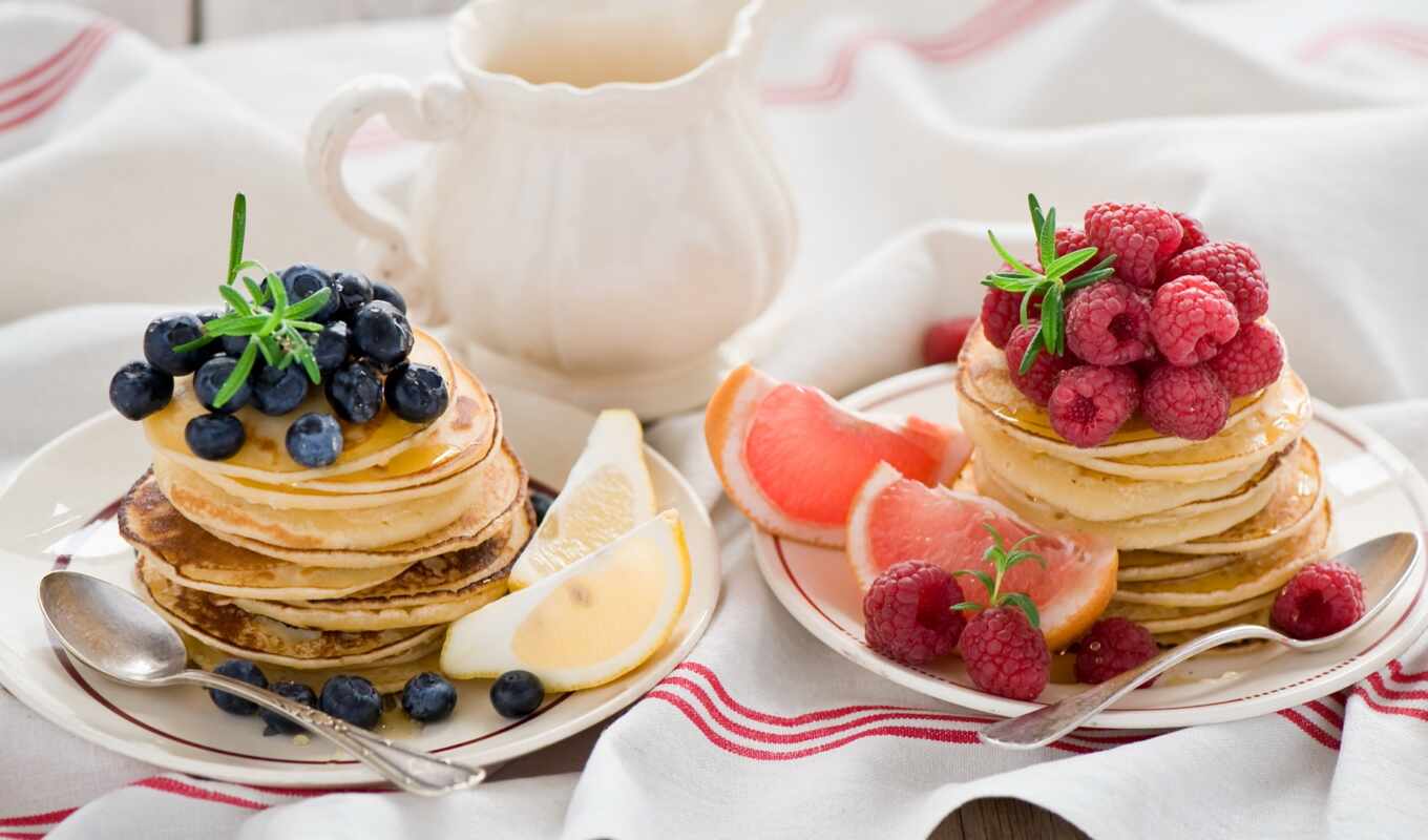 meal, beautiful, photos, free, diet, raspberry, strawberry, pancakes, blueberries, fruits, still-life