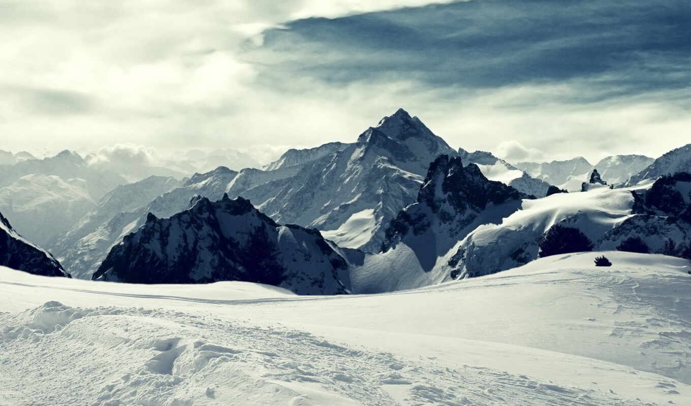 природа, снег, winter, гора, landscape, облако, ski, швейцария, landform