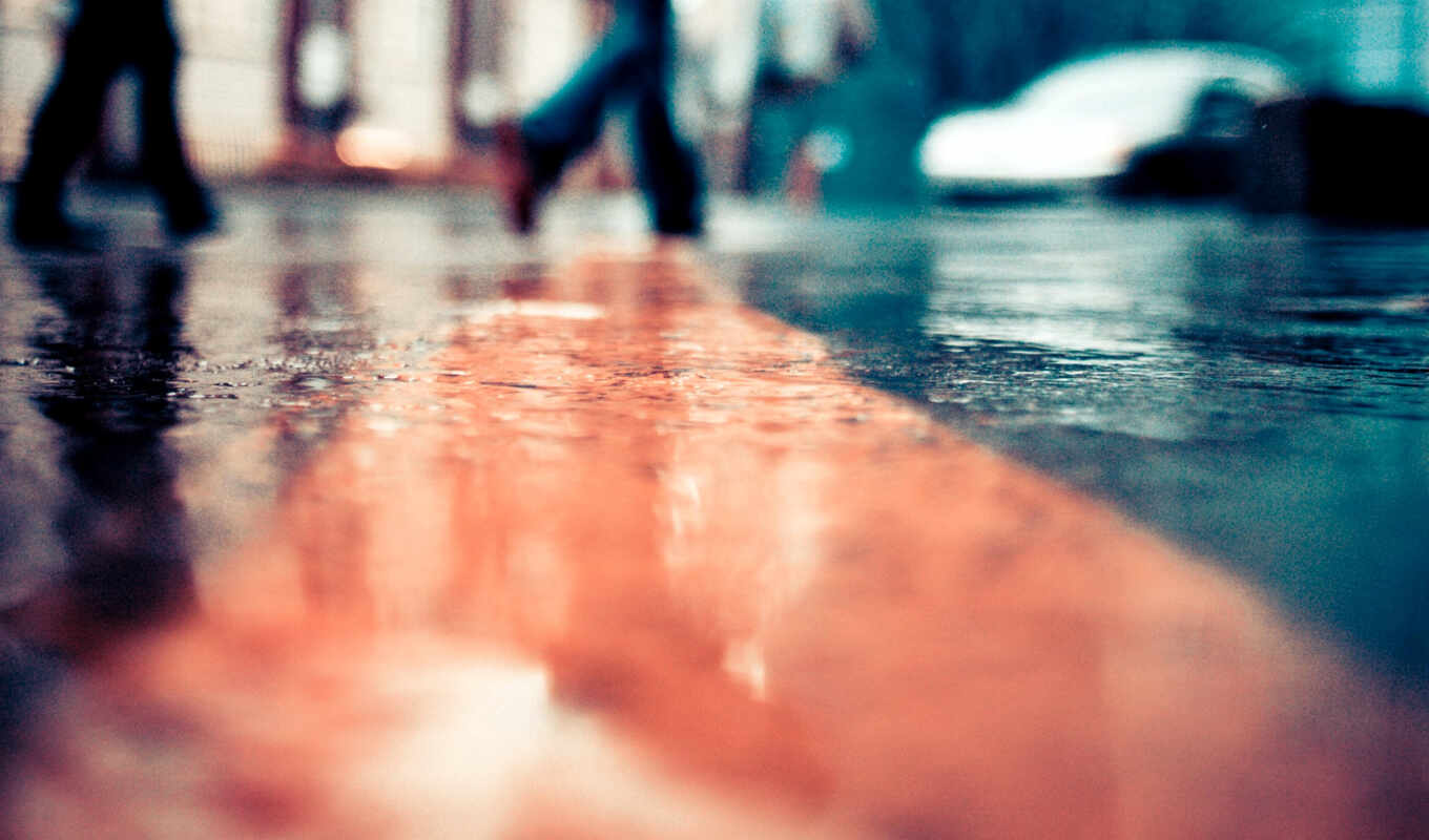 девушка, дождь, город, улица, дорога, building, день, rainy, лужи