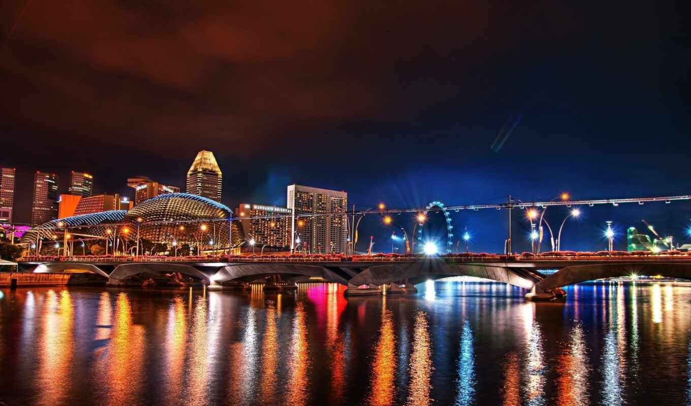 city, Bridge, singapore, funart