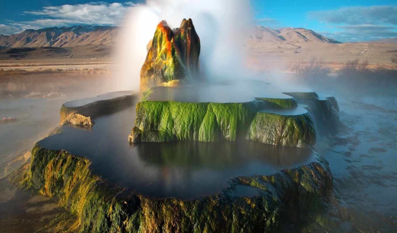 nature, geyser, flat