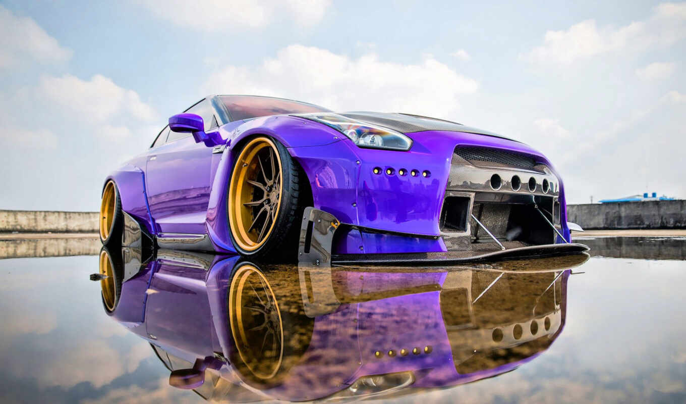 purple, japanese, car, nissan, суперкар, колесо, bunny, tune, low, широкий, пандем