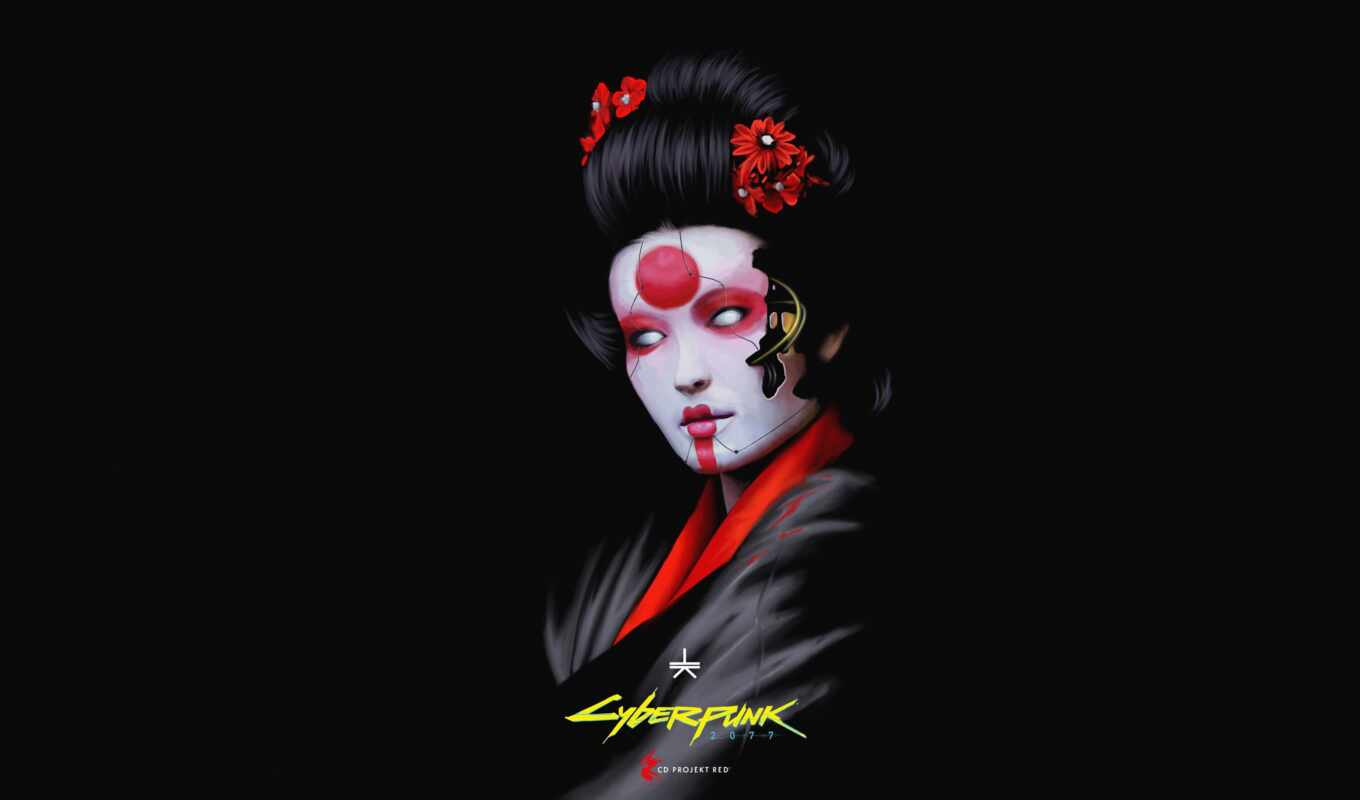 girl, game, geisha, Japan, cyberpunk