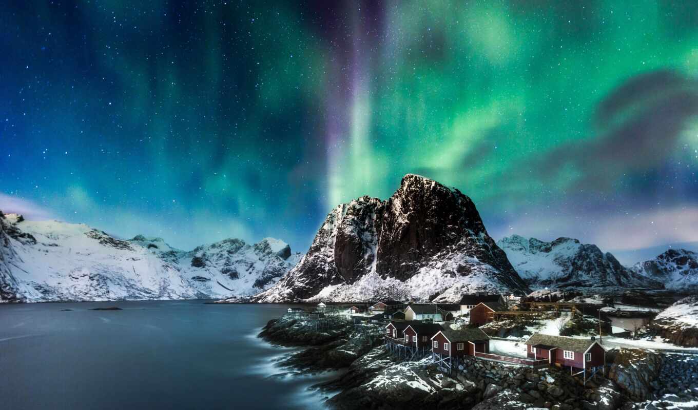 lights, islands, Norway, northern, islands, norwegian, north, Lofoten islands, glow