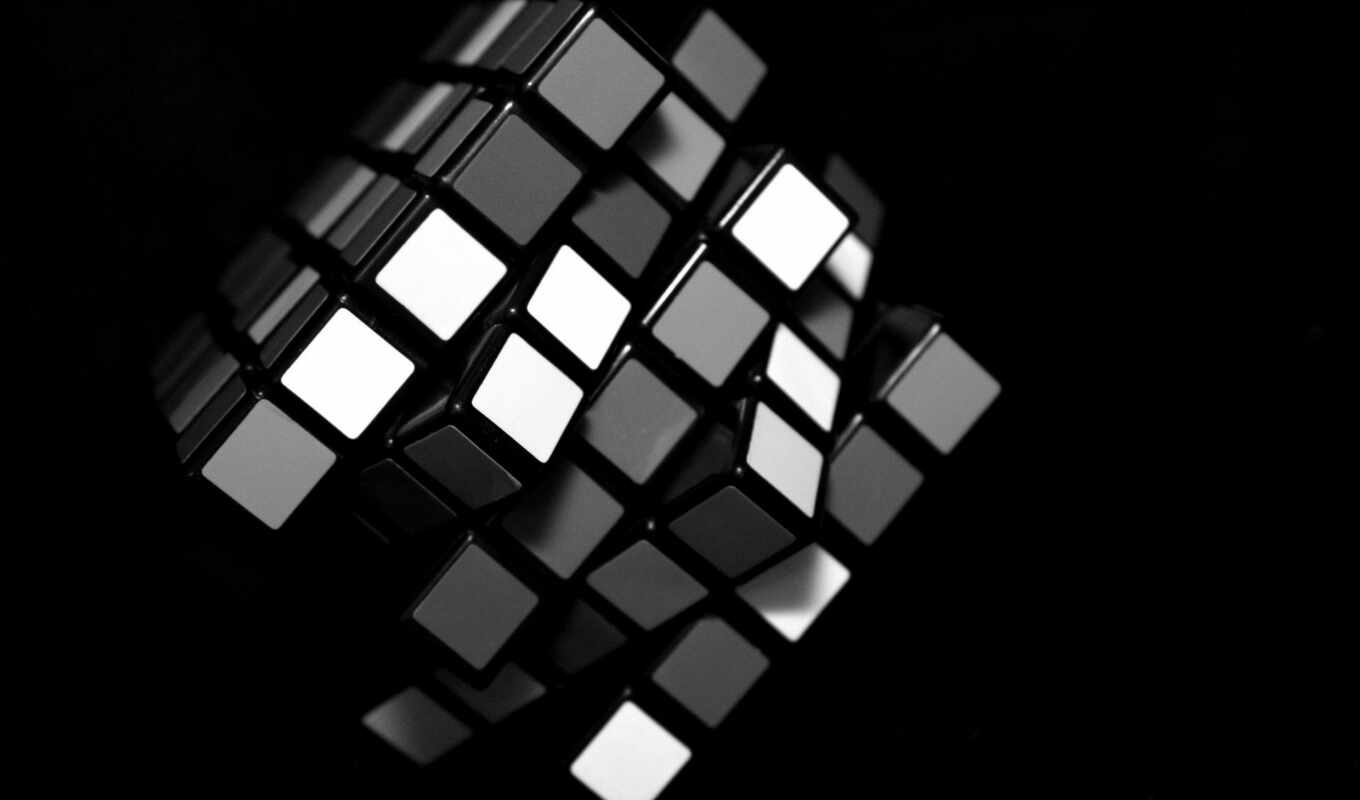 black, cube, white, background, rubik, rubiks