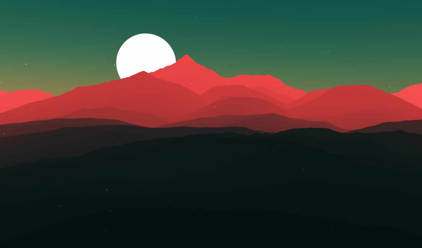 фон, абстракция, red, луна, гора, landscape, минимализм, permission, akspic