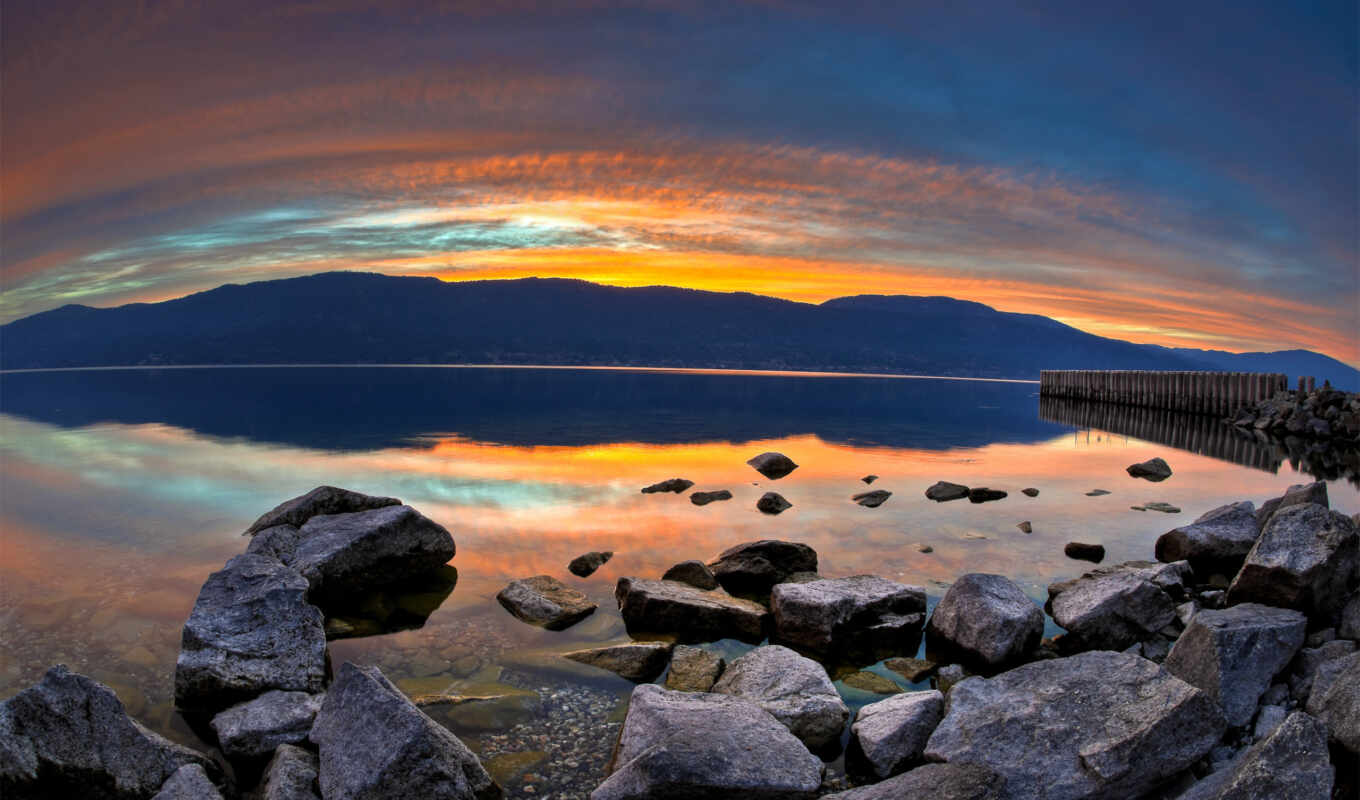 lake, desktop, free, widescreen, sunset, water, lake, okanagan