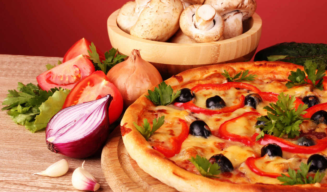 добавить, лук, пицца, маслина, mushroom, tomato, meal, champignon, dvusporovyi, кастинг