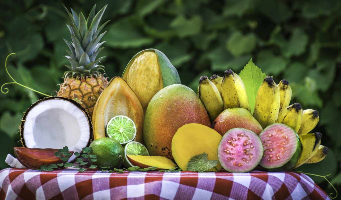 плод, арбуз, mango, лайм, восхитительный, кокосовый, pineapple, fruta
