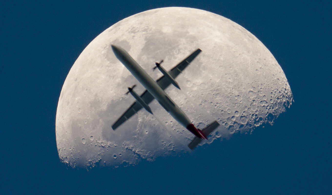 самолёт, луна, кадр