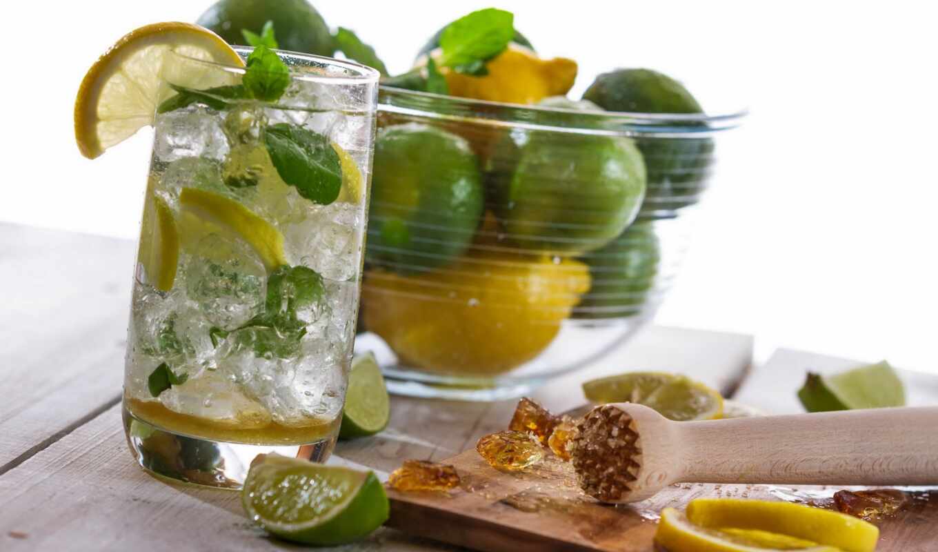 Lemon, cocktail, drink, sugar, lime, moji