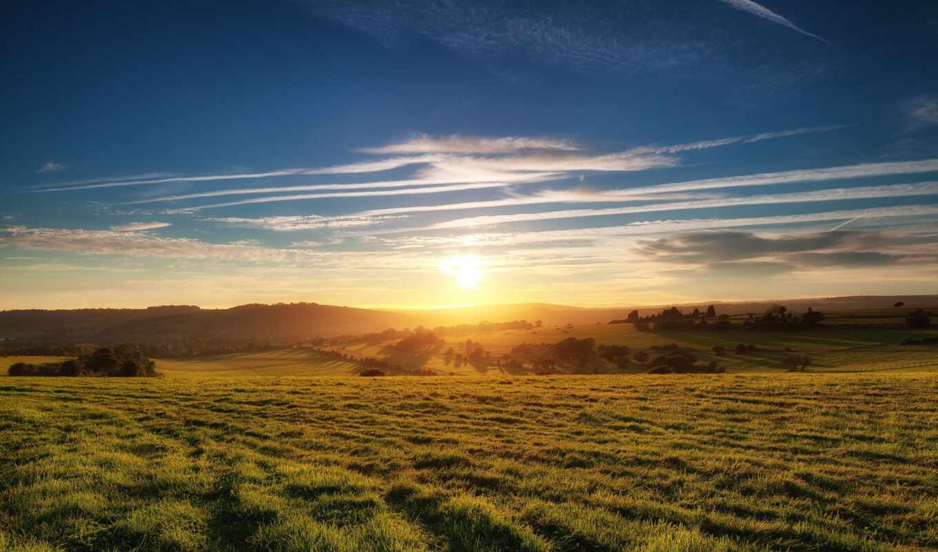 nature, sunset, field, meadow, steps, of the, i crooked, hills, margin, of the