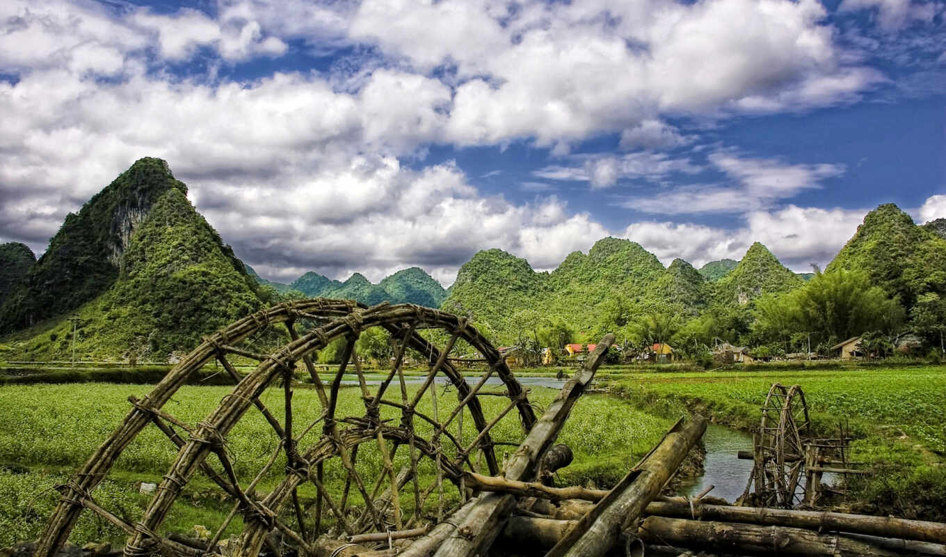 picture, landscape, country, village, vietnam, naschityvauschii