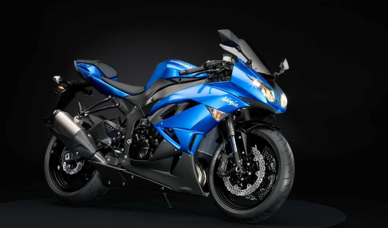 blue, мотоцикл, kawasaki