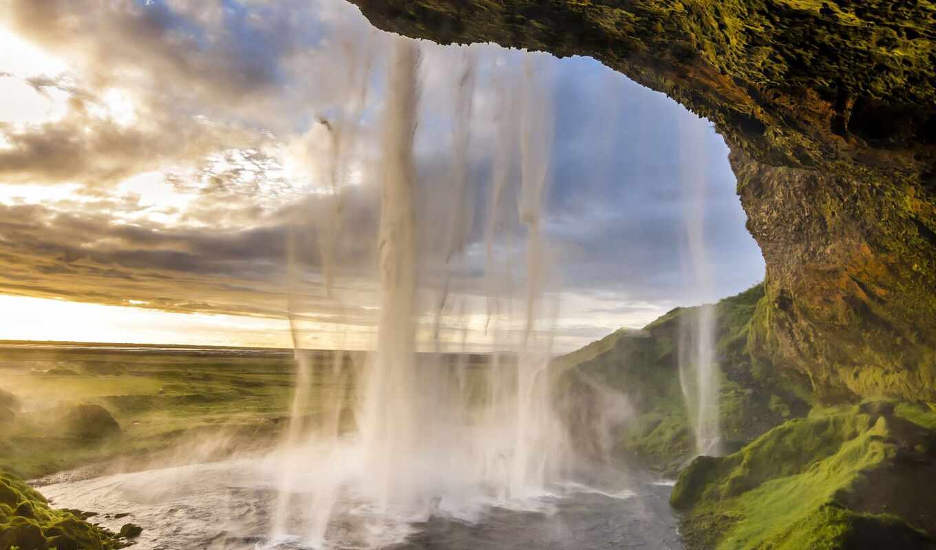 природа, водопад, iceland, seljalandsfos