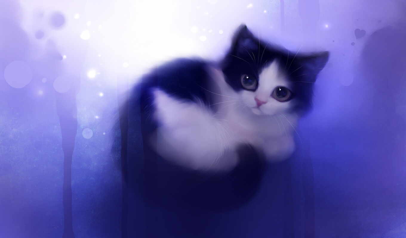 art, digital, кот, animal, kitty, apofis