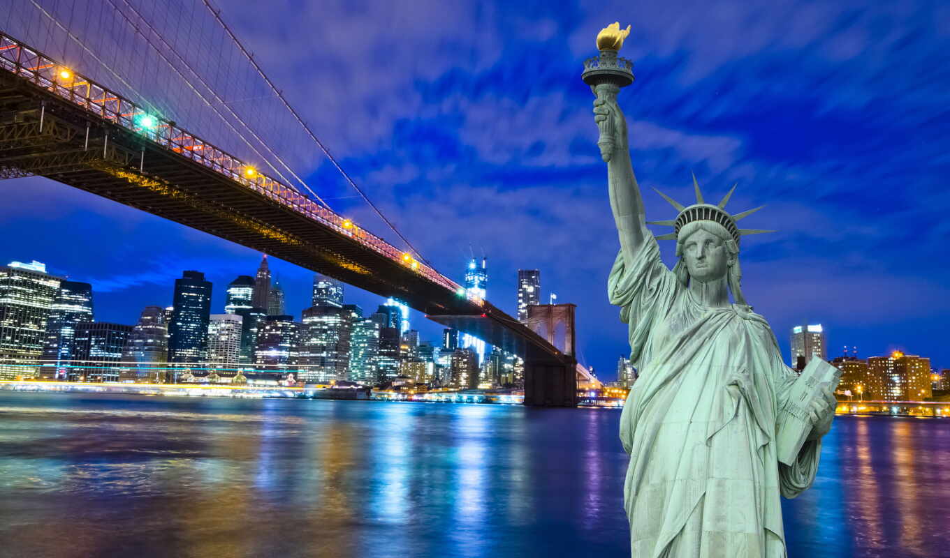 new, статуя, york, liberty