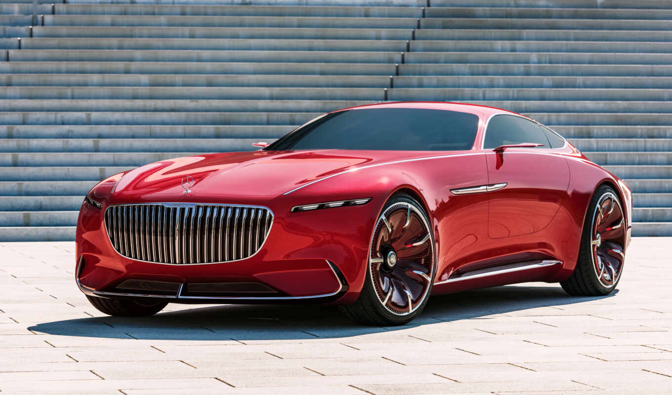 red, mercedes, car, maybach, coupe, concept, vision