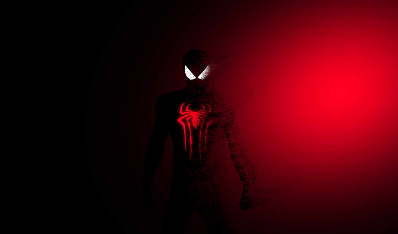 мужчина, art, digital, red, паук, dark, artwork, artist, супергерой, spiderman, behance