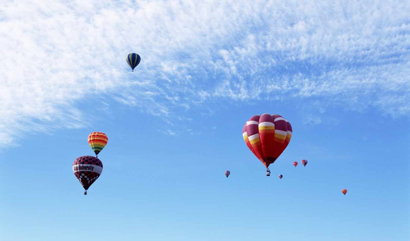 sky, flight, air, multicolored, cloud, balls