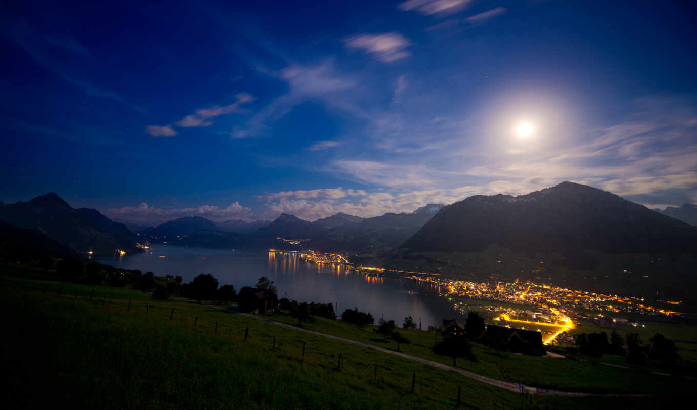 озеро, landscape, швейцария, lucerne