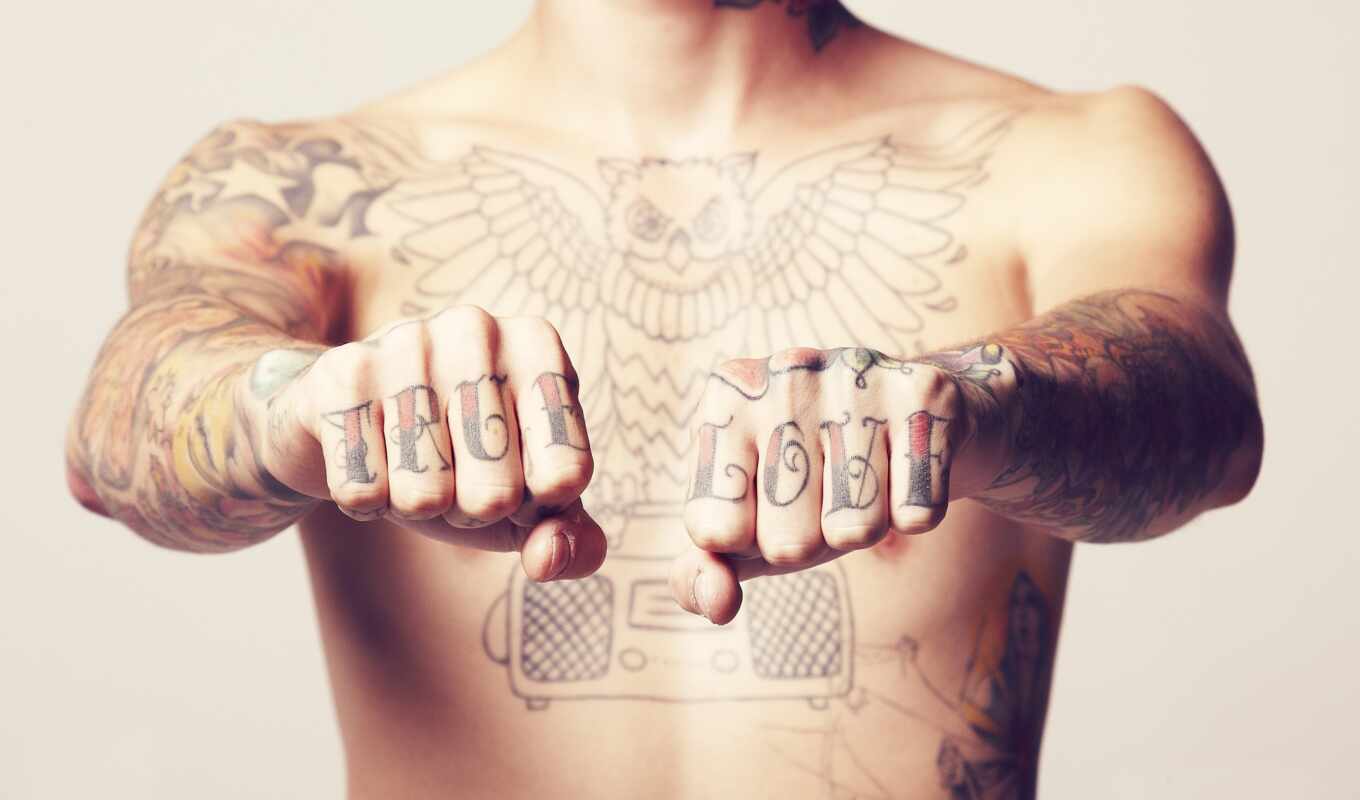 love, надпись, татуировка, торс, истинный, кулак
