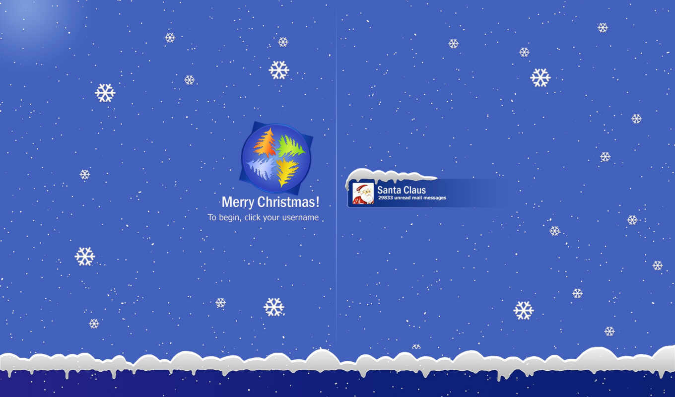 windows, логотип, снежинки, снег, заставка, год, новый, login, user, christmas, santa, claus