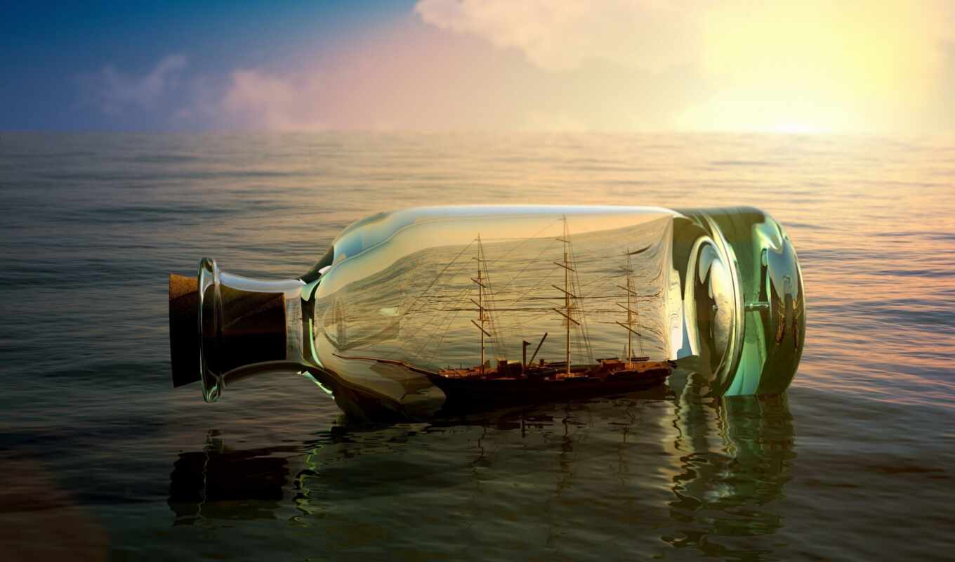корабль, бутылка