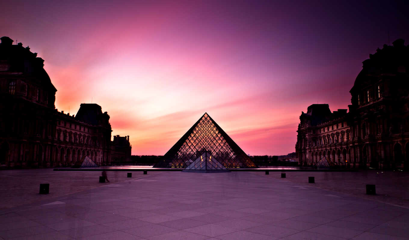 город, франция, париж, museum, louvre, пирамида