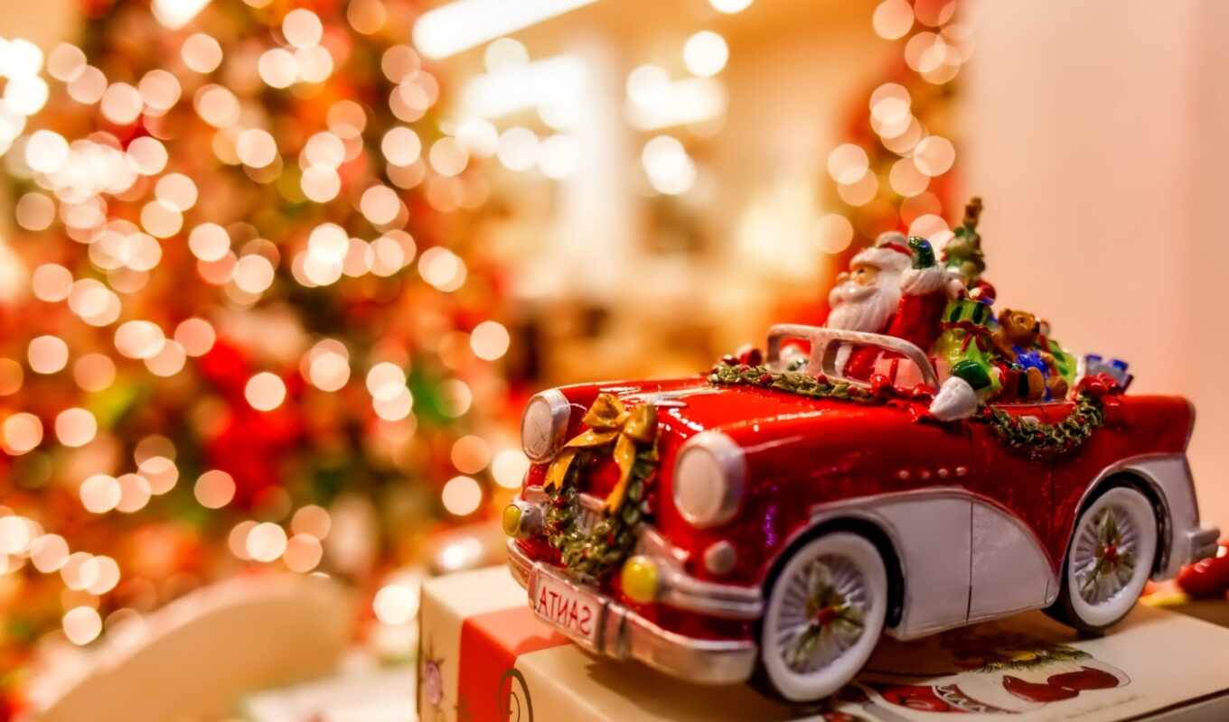 new, car, year, santa, christmas, gift, side, holiday, toy, new year