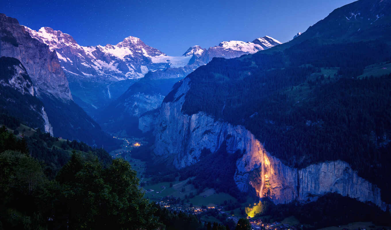 природа, взгляд, глаз, гора, landscape, птица, швейцария, долина
