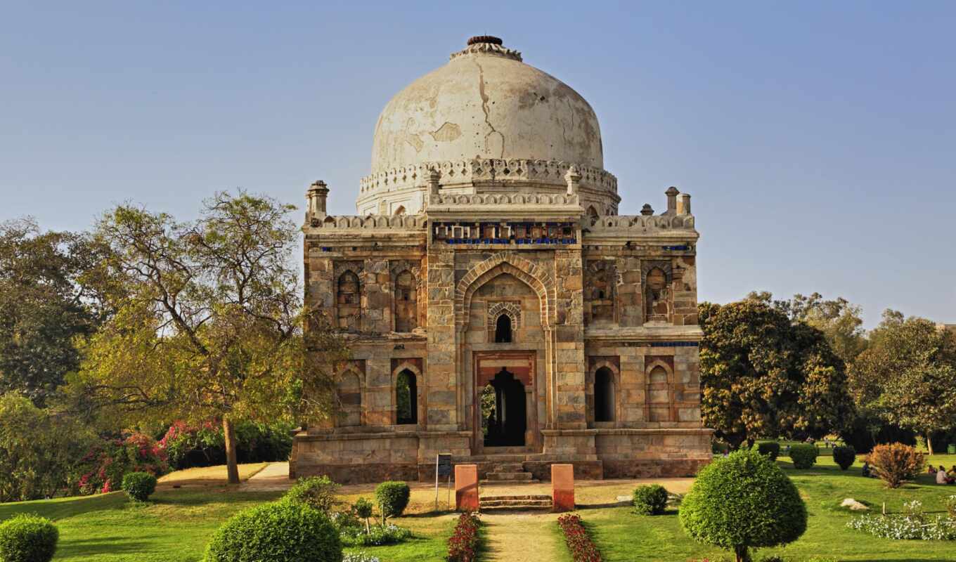tomb, india, gardens, потрясающие, дели, lodi, gumbad, ornate