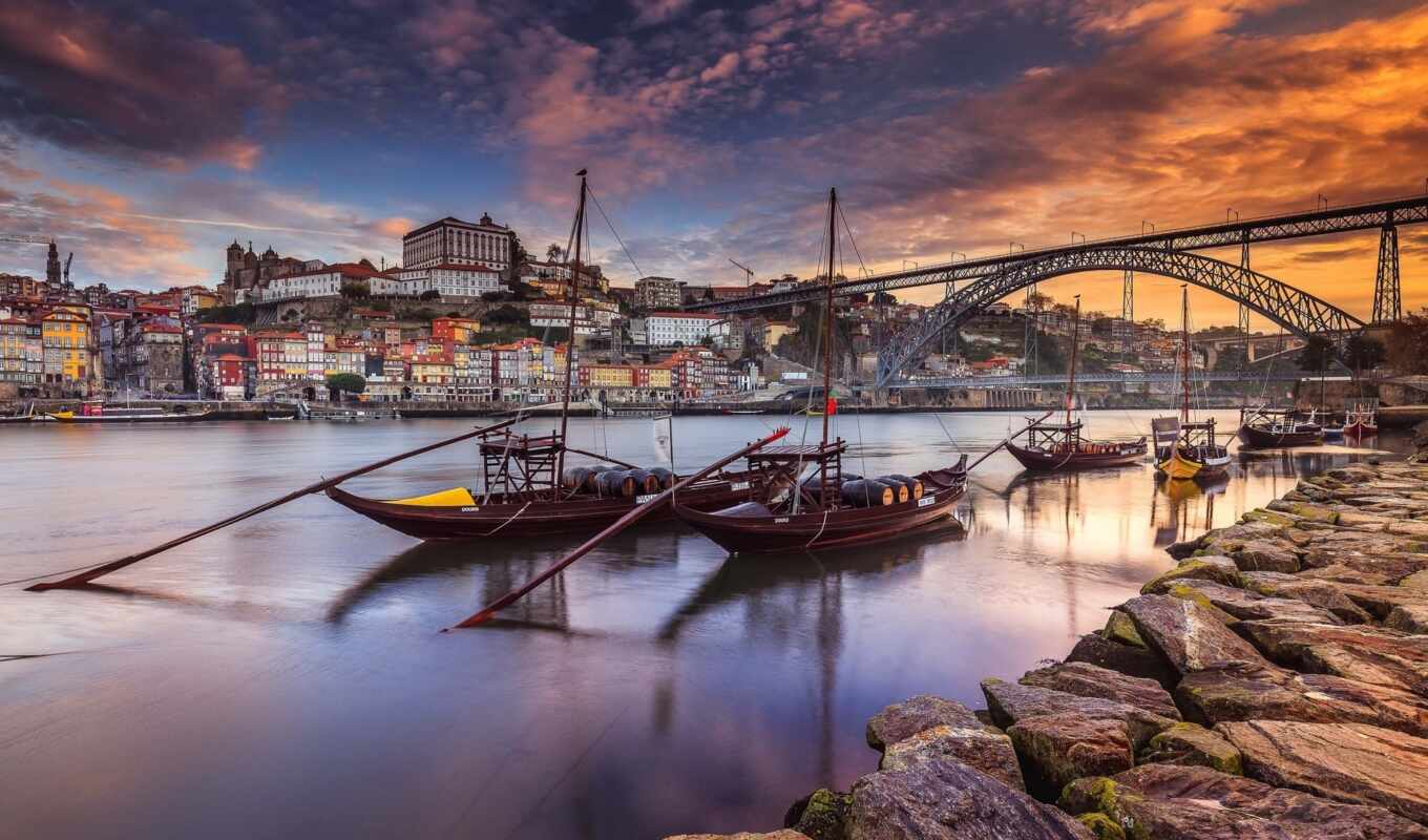 tapety, tapet, port, River, douro, boats, Luis