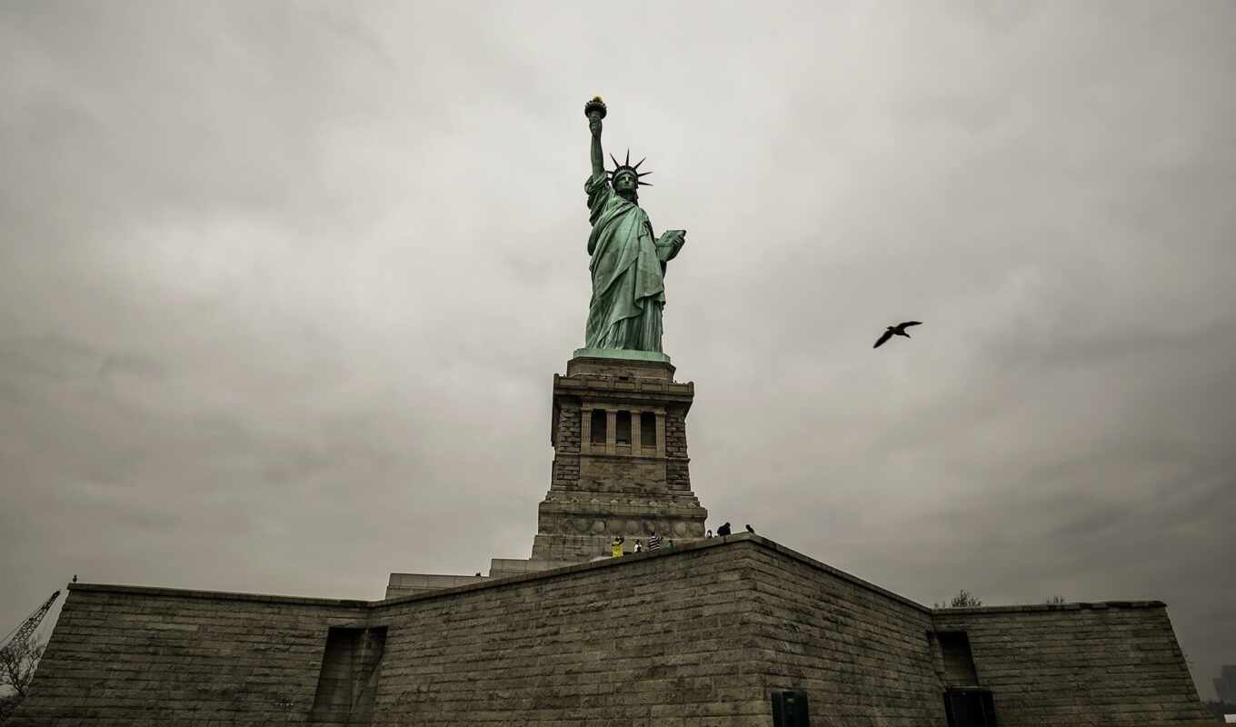 new, статуя, see, остров, день, york