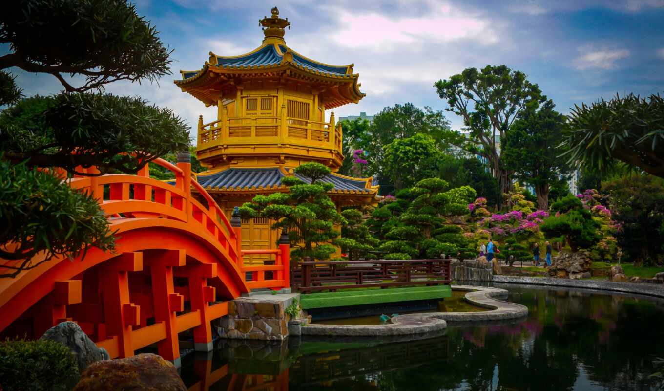 kong, hong, garden, lin, pond, park, pagoda, nunnery
