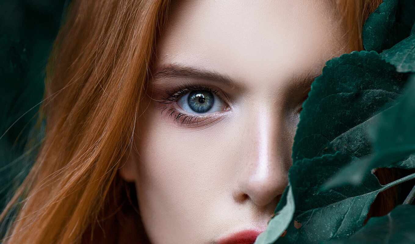 blue, девушка, женщина, глаз, глаза, модель, redhead