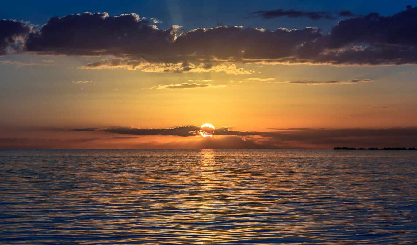 sunset, sea